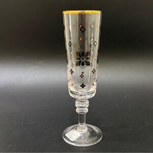 ANTHROPOLOGIE 24K Gold Decals Bistro Tile Champagne Flute Glass